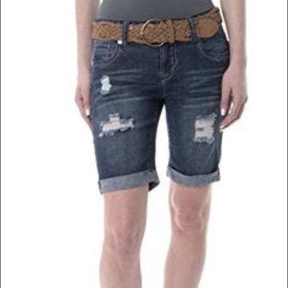 Wallflower Pants - Wallflower Distressed Bermuda Shorts Denim New